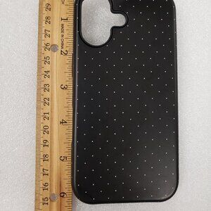 Phone case for iPhone 17 Regular, Cute Cover Black w Small Polka white Dots Jusy